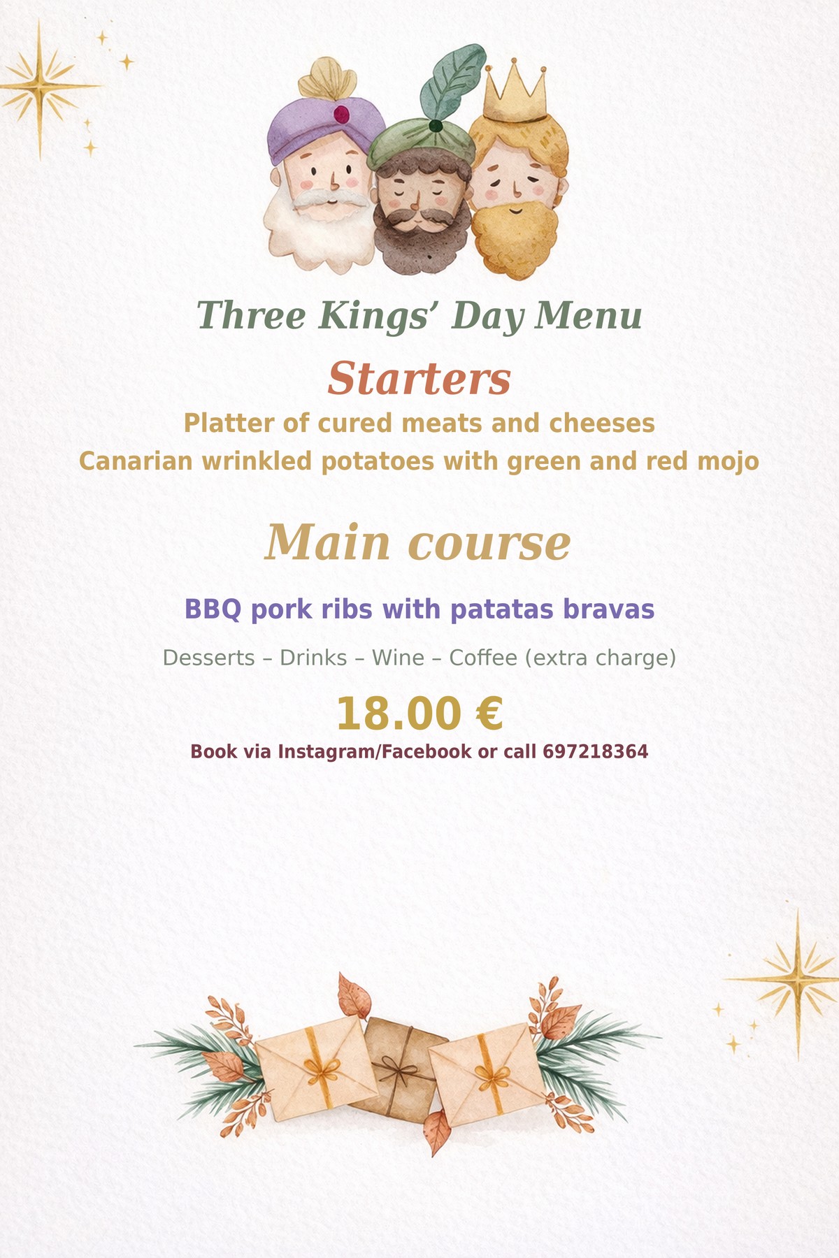 Three Kings' Day Menu